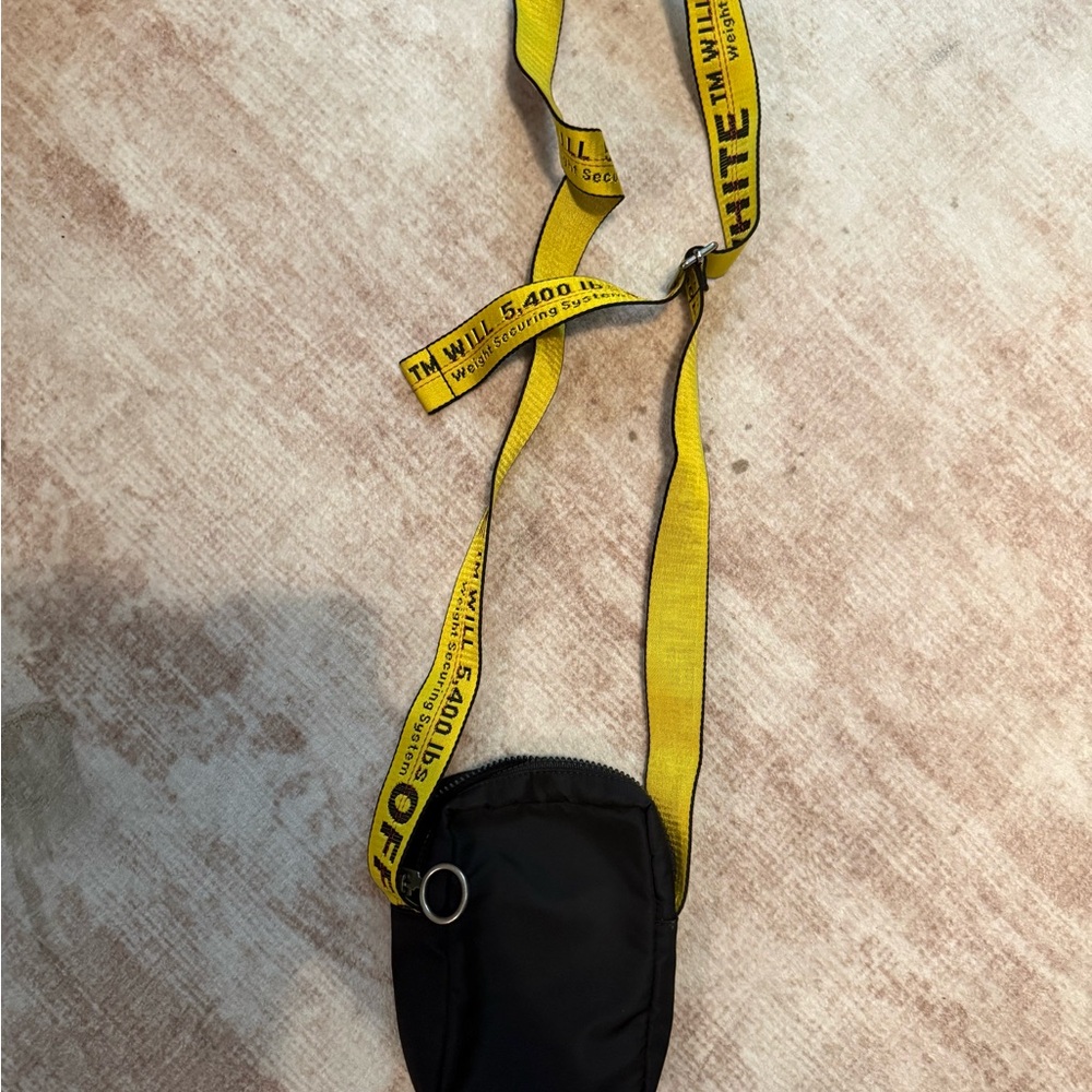 Off-White Black Messenger Bag with Yellow Strap